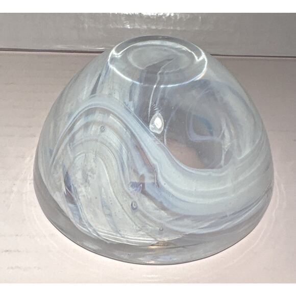 Vintage Kosta Boda Sweden Anna Ehrner 4.5 In Swirled White Atoll Bowl - Picture 6 of 7